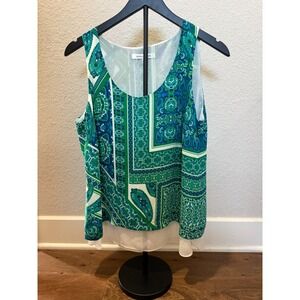 Rose‎ + Olive Womens Top M Sleeveless Bandana Print Layered Boho Blouse